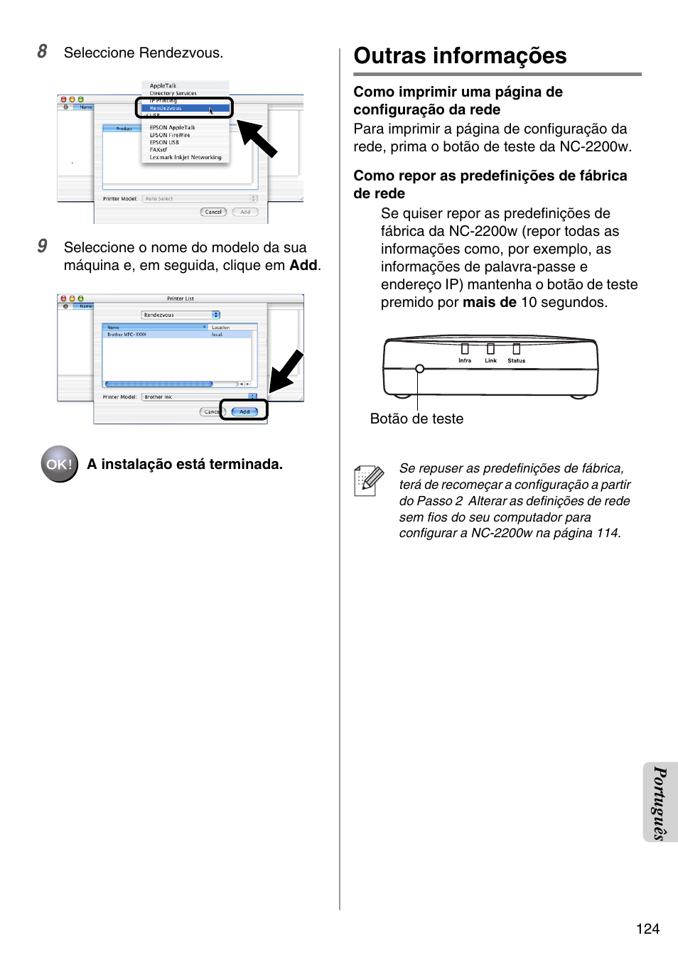 Outras informações, English | Brother NC-2200W User Manual | Page 125 / 159