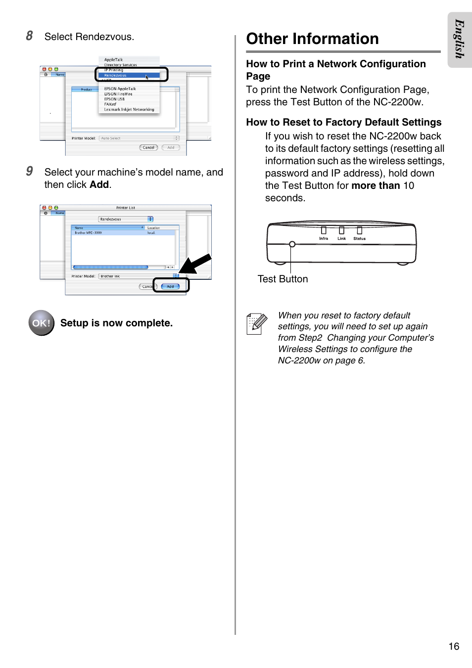 Other information, English | Brother NC-2200W User Manual | Page 17 / 159
