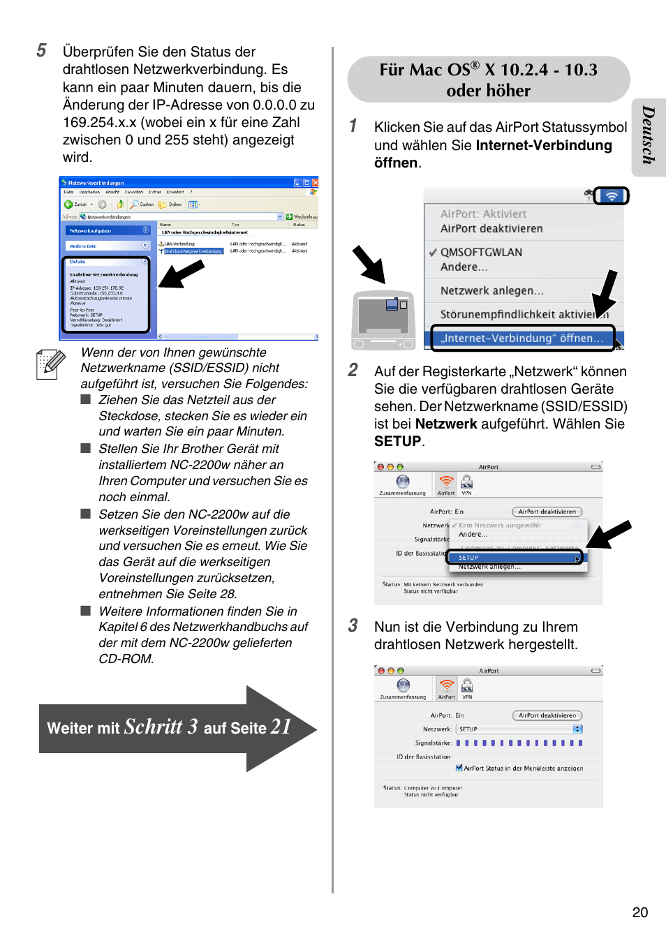 Schritt 3, English | Brother NC-2200W User Manual | Page 21 / 159