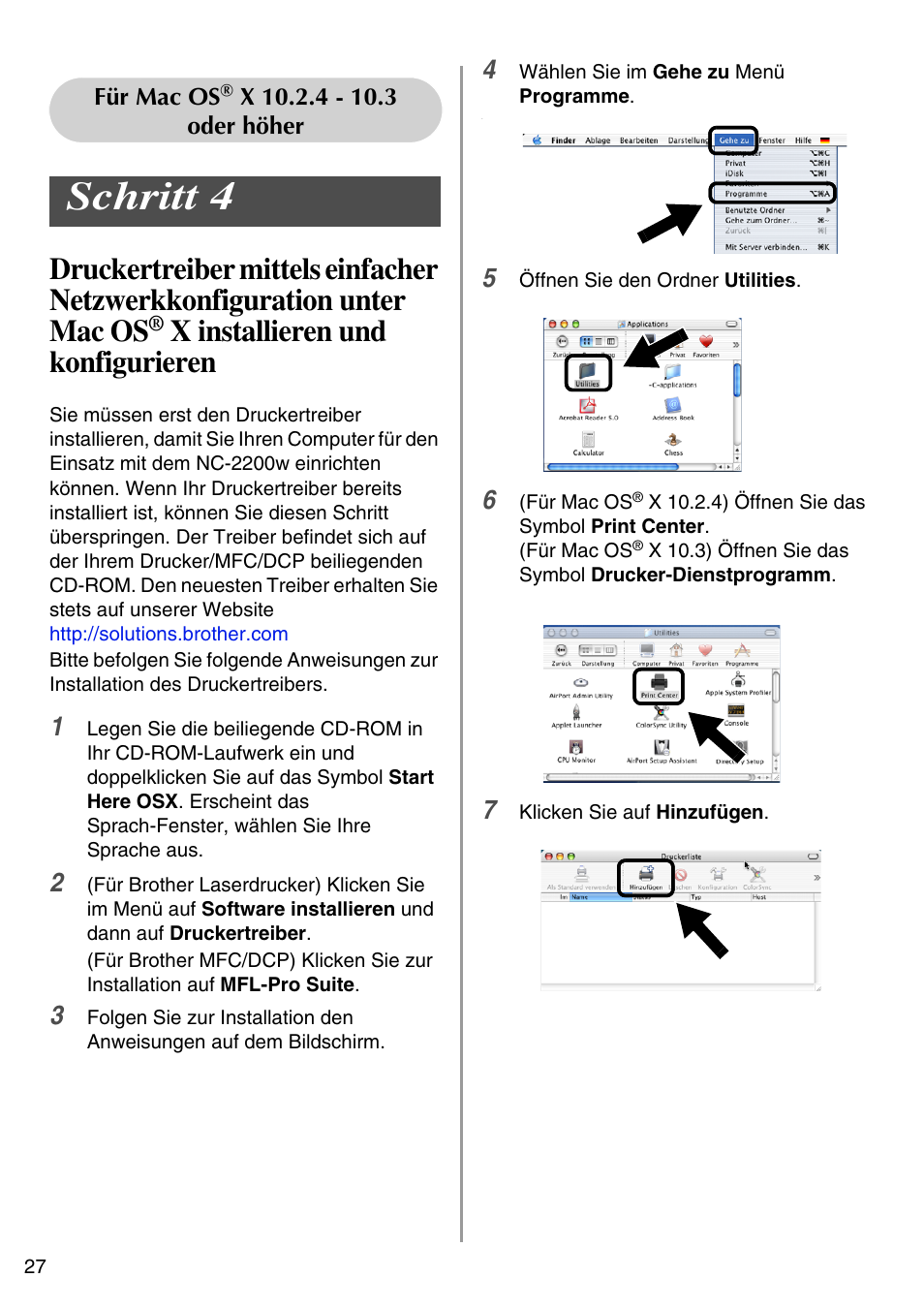 Auf seite, Schritt 4, X installieren und konfigurieren | English | Brother NC-2200W User Manual | Page 28 / 159