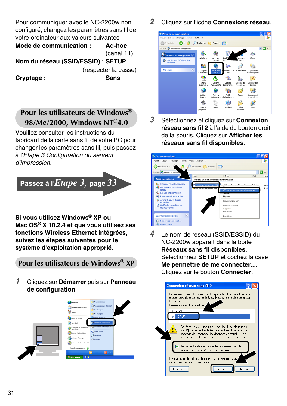 Etape 3, English | Brother NC-2200W User Manual | Page 32 / 159