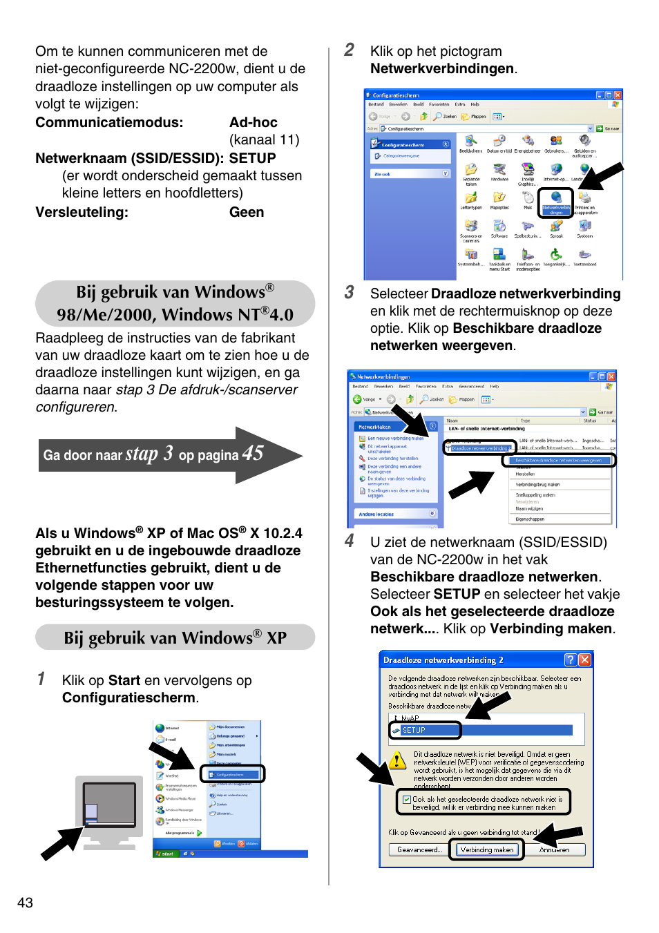 Stap 3, English | Brother NC-2200W User Manual | Page 44 / 159