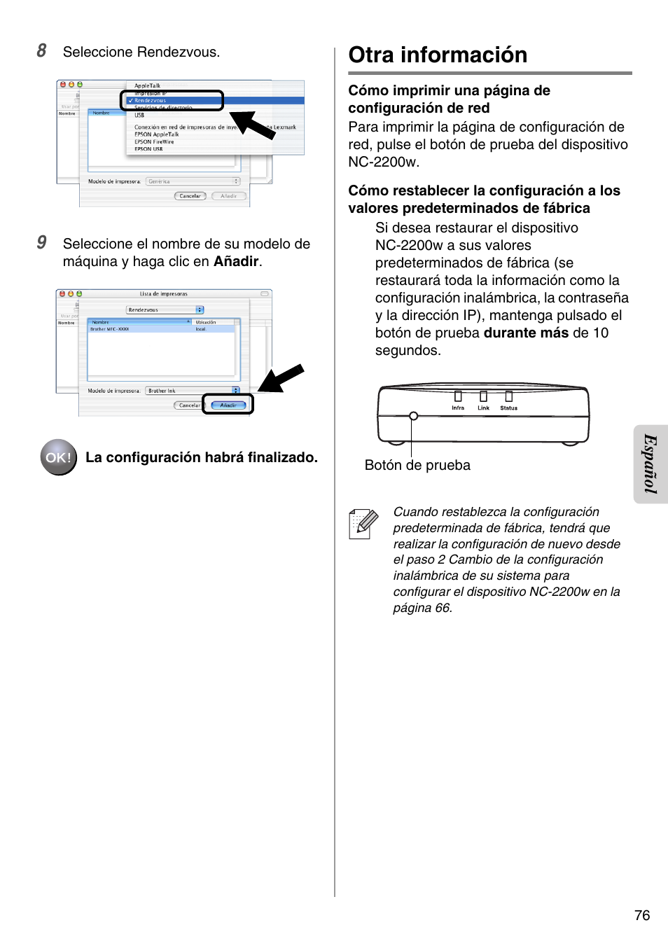 Otra información, English | Brother NC-2200W User Manual | Page 77 / 159