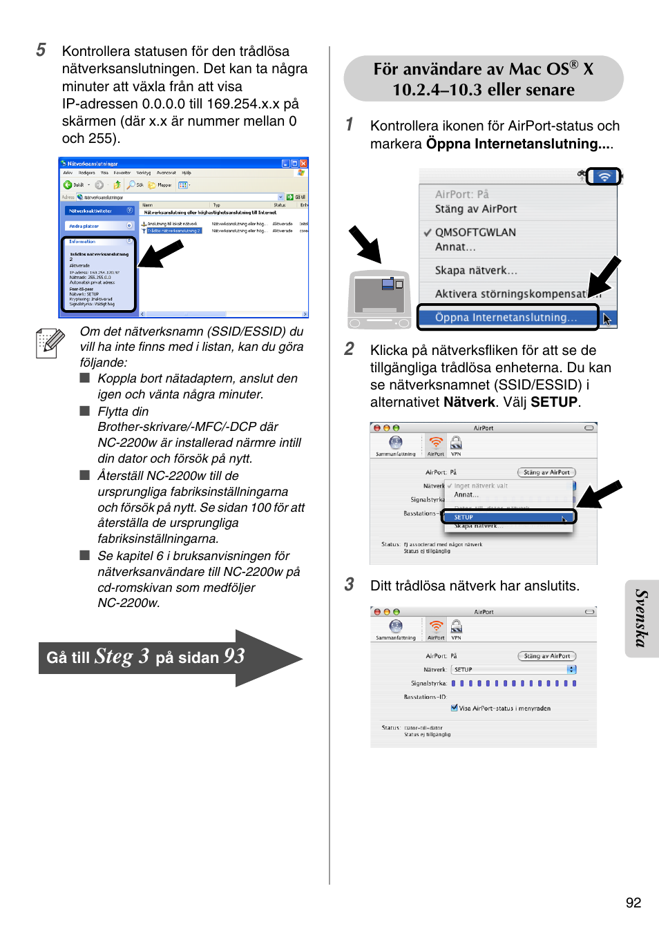 Steg 3, English | Brother NC-2200W User Manual | Page 93 / 159