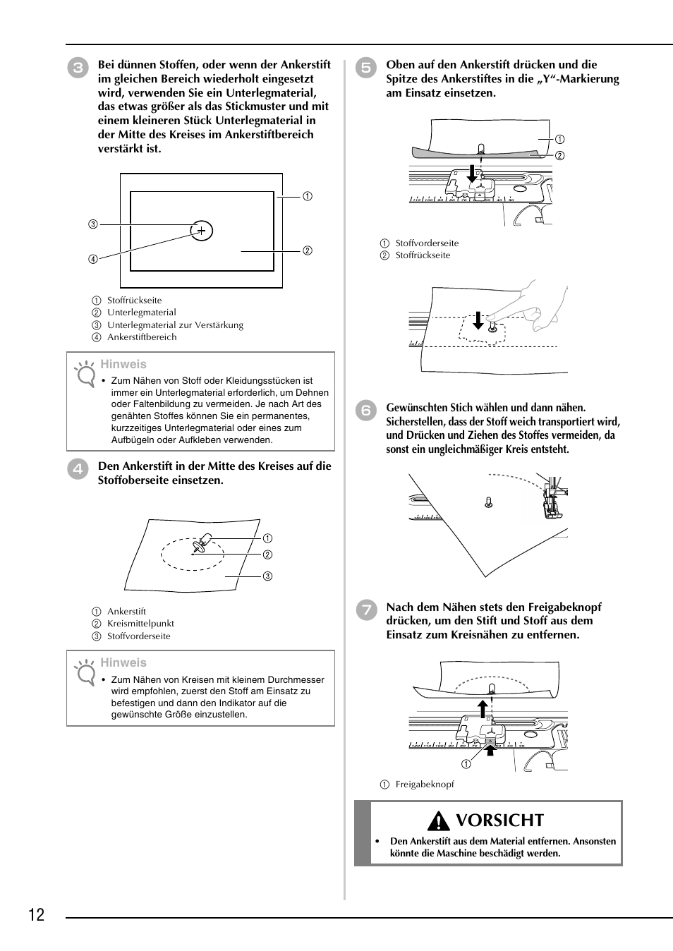 Vorsicht | Brother NX-2000 User Manual | Page 14 / 48