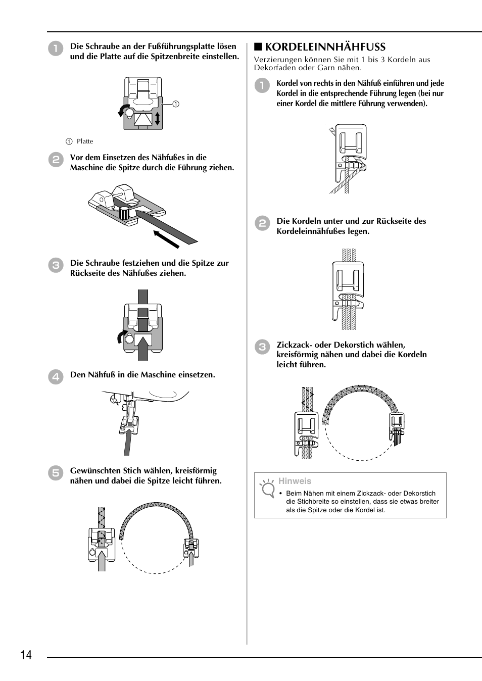Kordeleinnhähfuss | Brother NX-2000 User Manual | Page 16 / 48