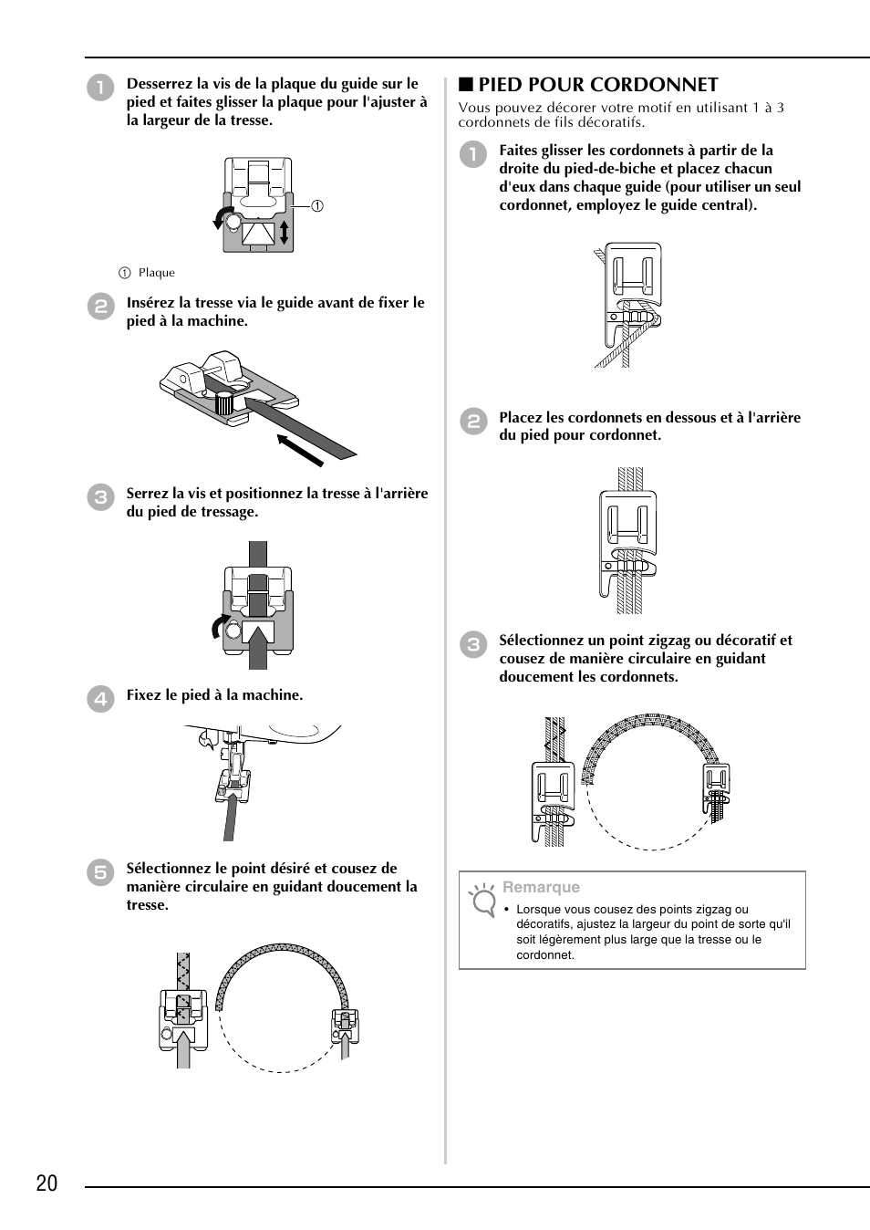 Pied pour cordonnet | Brother NX-2000 User Manual | Page 22 / 48