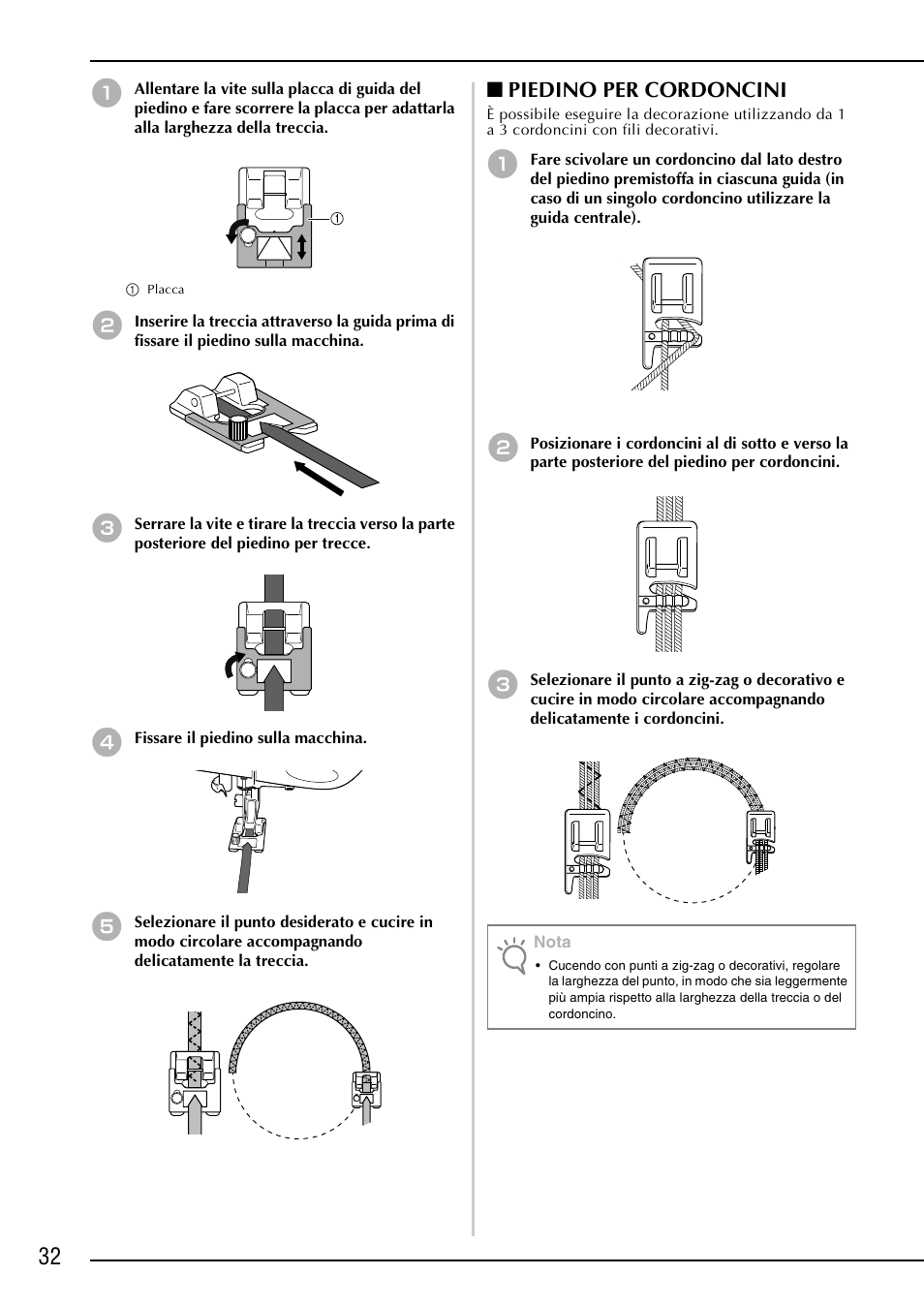 Piedino per cordoncini | Brother NX-2000 User Manual | Page 34 / 48