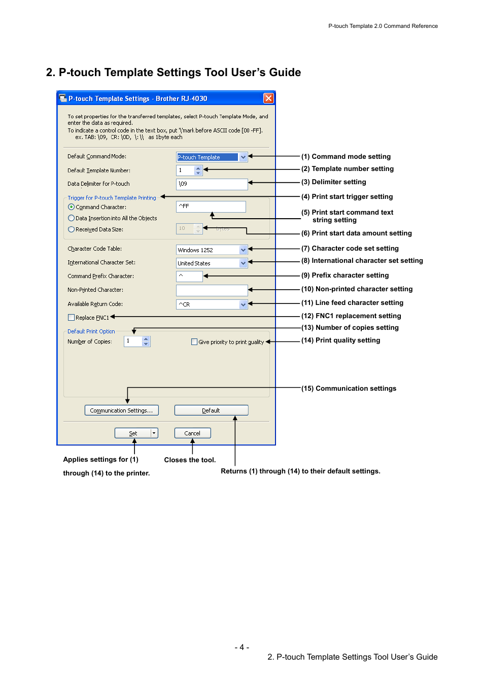 P-touch template settings tool user’s guide, P-touch template settings tool user’s, Guide | On p | Brother RJ-4030 User Manual | Page 10 / 110
