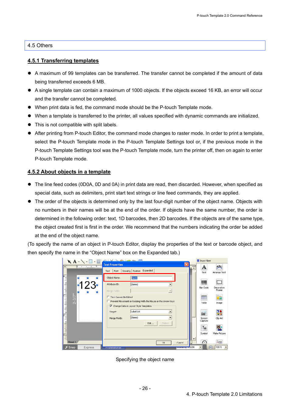 5 others, 1 transferring templates, 2 about objects in a template | Brother RJ-4030 User Manual | Page 32 / 110