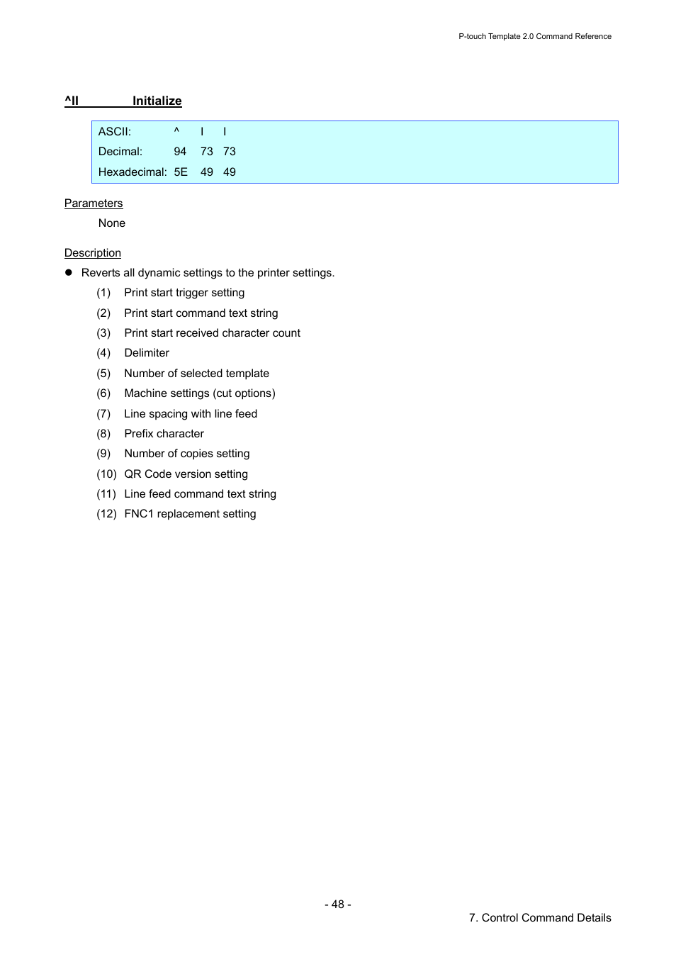 Ii initialize, Initialize | Brother RJ-4030 User Manual | Page 54 / 110