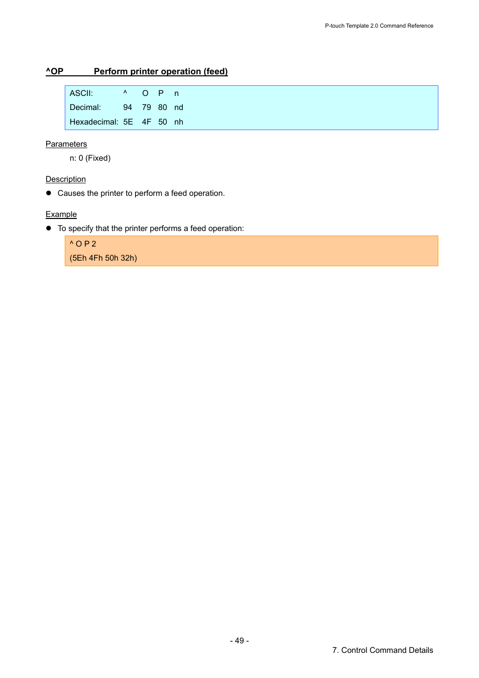 Op perform printer operation (feed), Perform printer operation (feed) | Brother RJ-4030 User Manual | Page 55 / 110