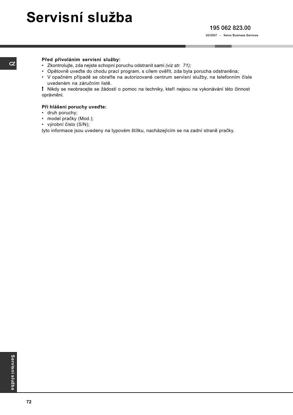 Servisní sluba | Hotpoint Ariston AVTXF 149 User Manual | Page 72 / 72