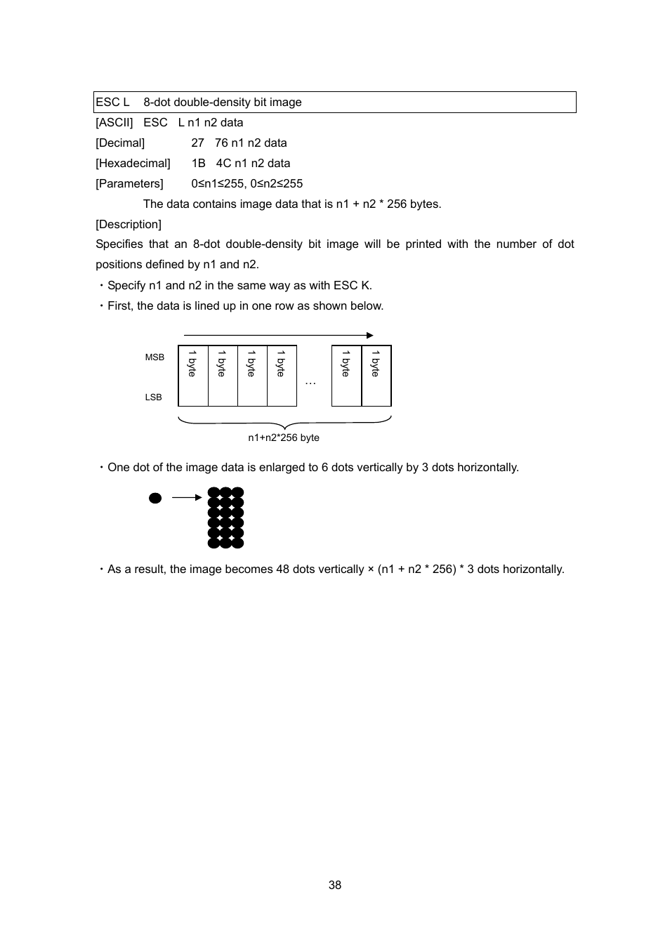 Esc l 8-dot double-density bit image | Brother PT-9700PC User Manual | Page 38 / 75