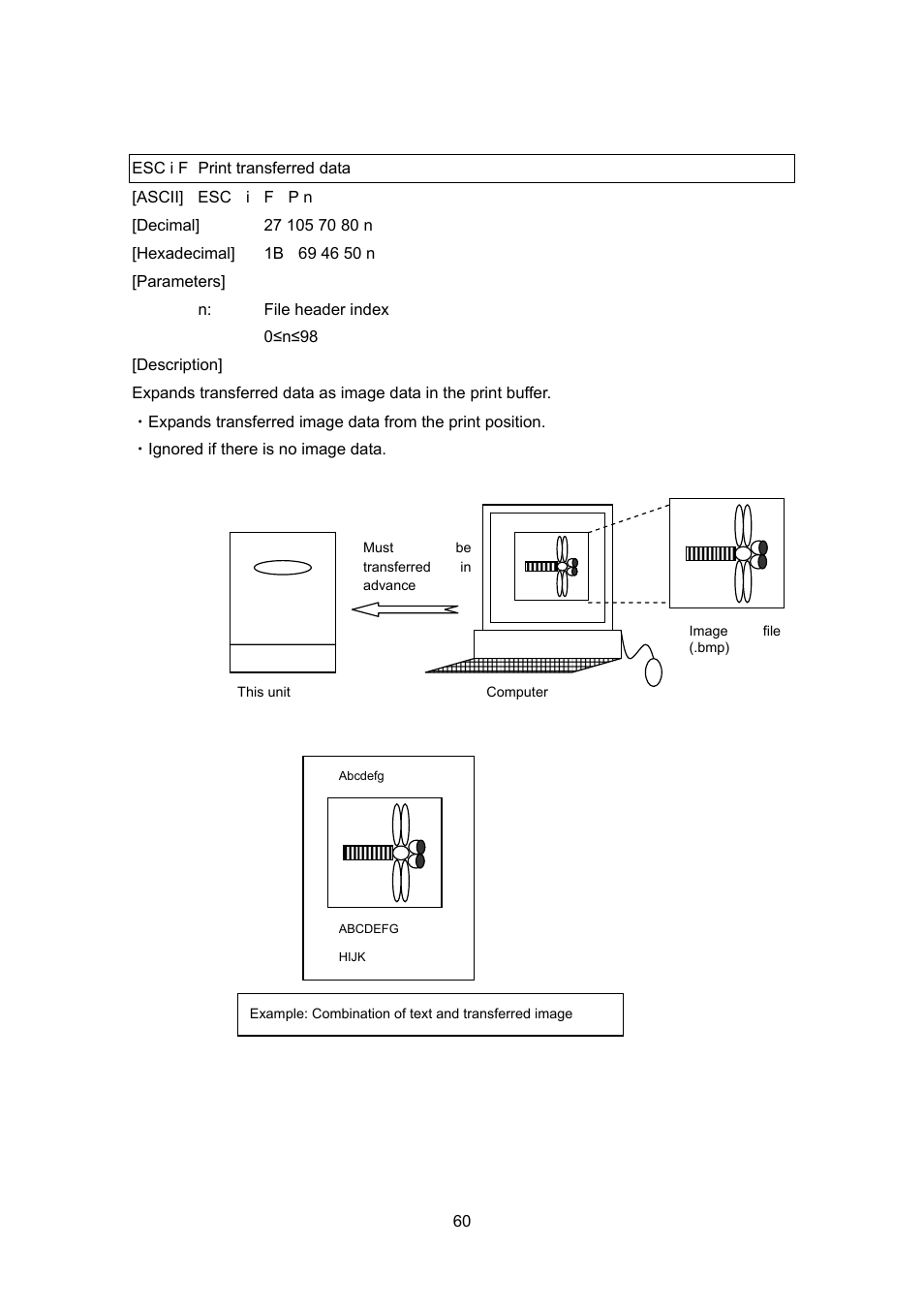 Esc i f print transferred data | Brother PT-9700PC User Manual | Page 60 / 75