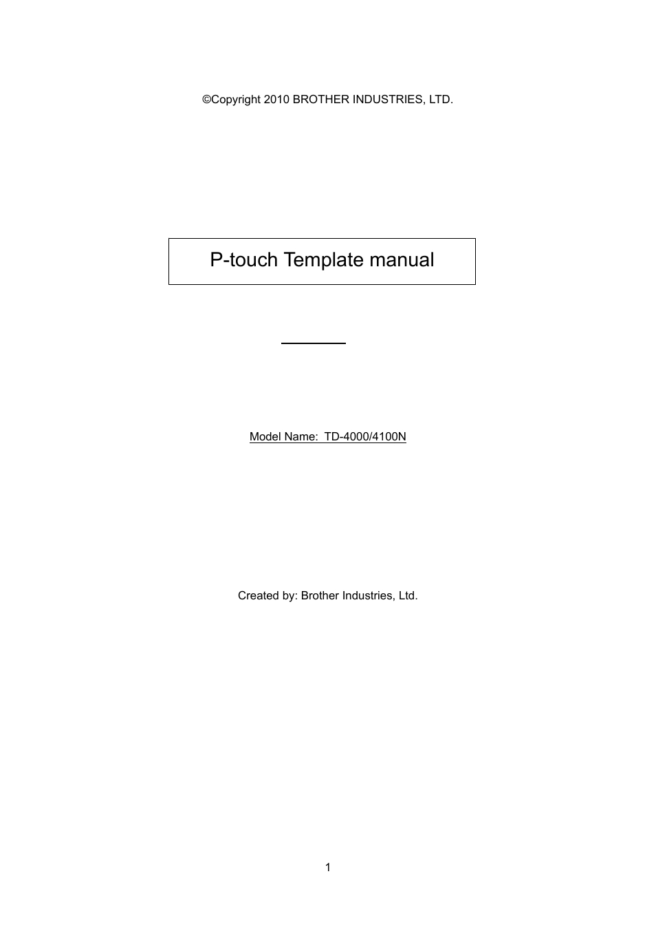 Brother TD-4100N User Manual | 88 pages