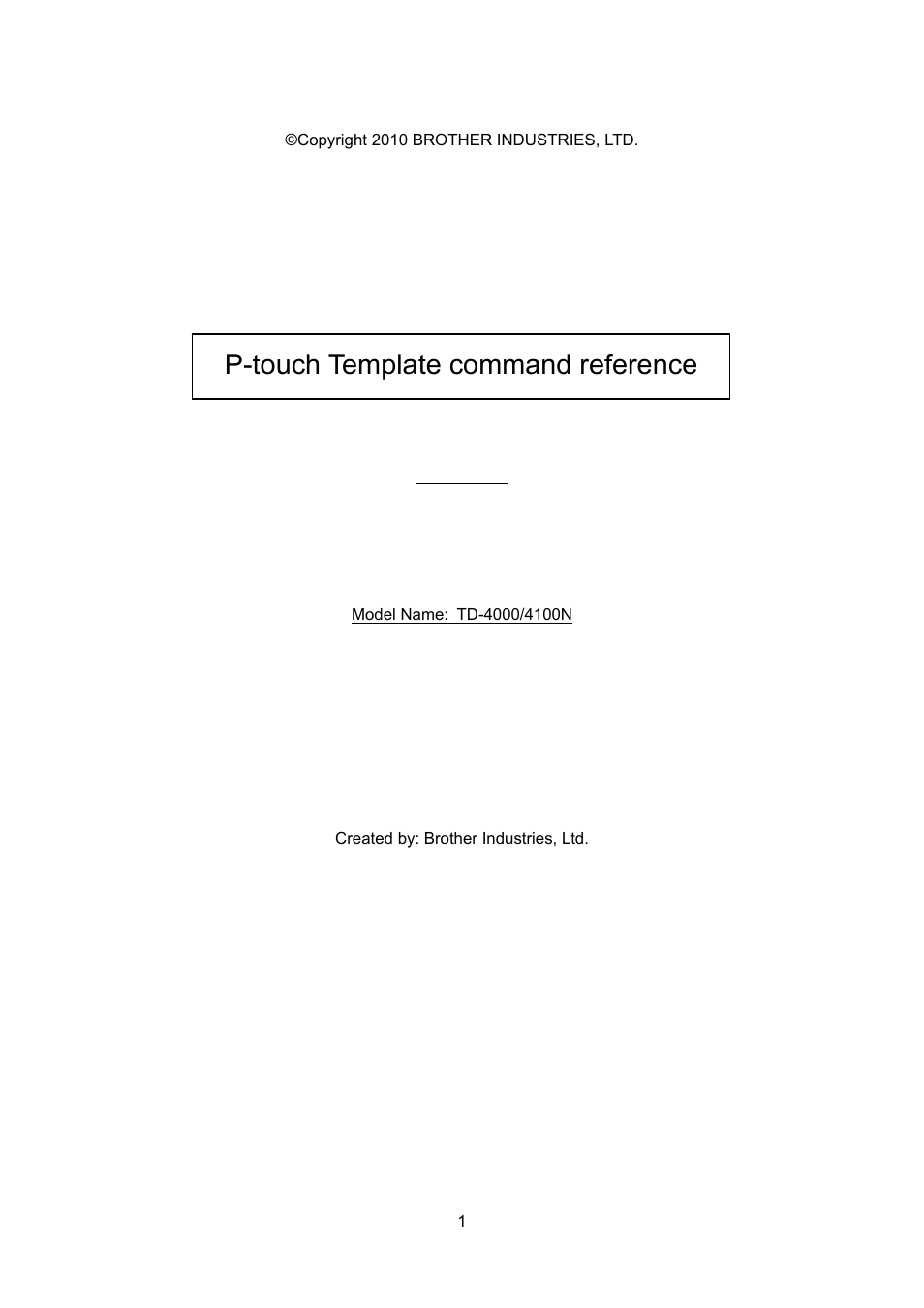 P-touch template command referencev, P-touch template command reference | Brother TD-4100N User Manual | Page 21 / 88