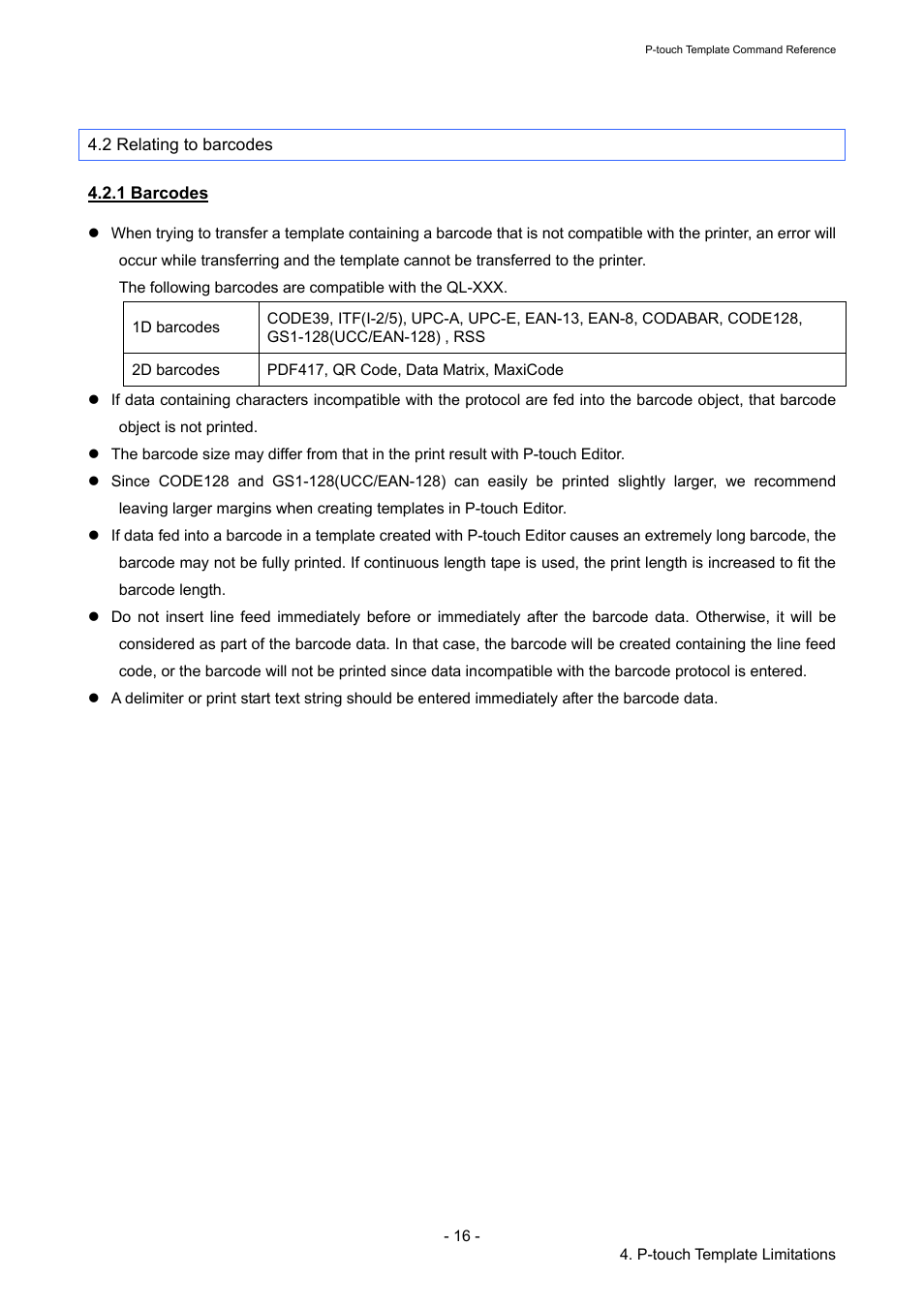 2 relating to barcodes, 1 barcodes | Brother QL-720NW User Manual | Page 21 / 96