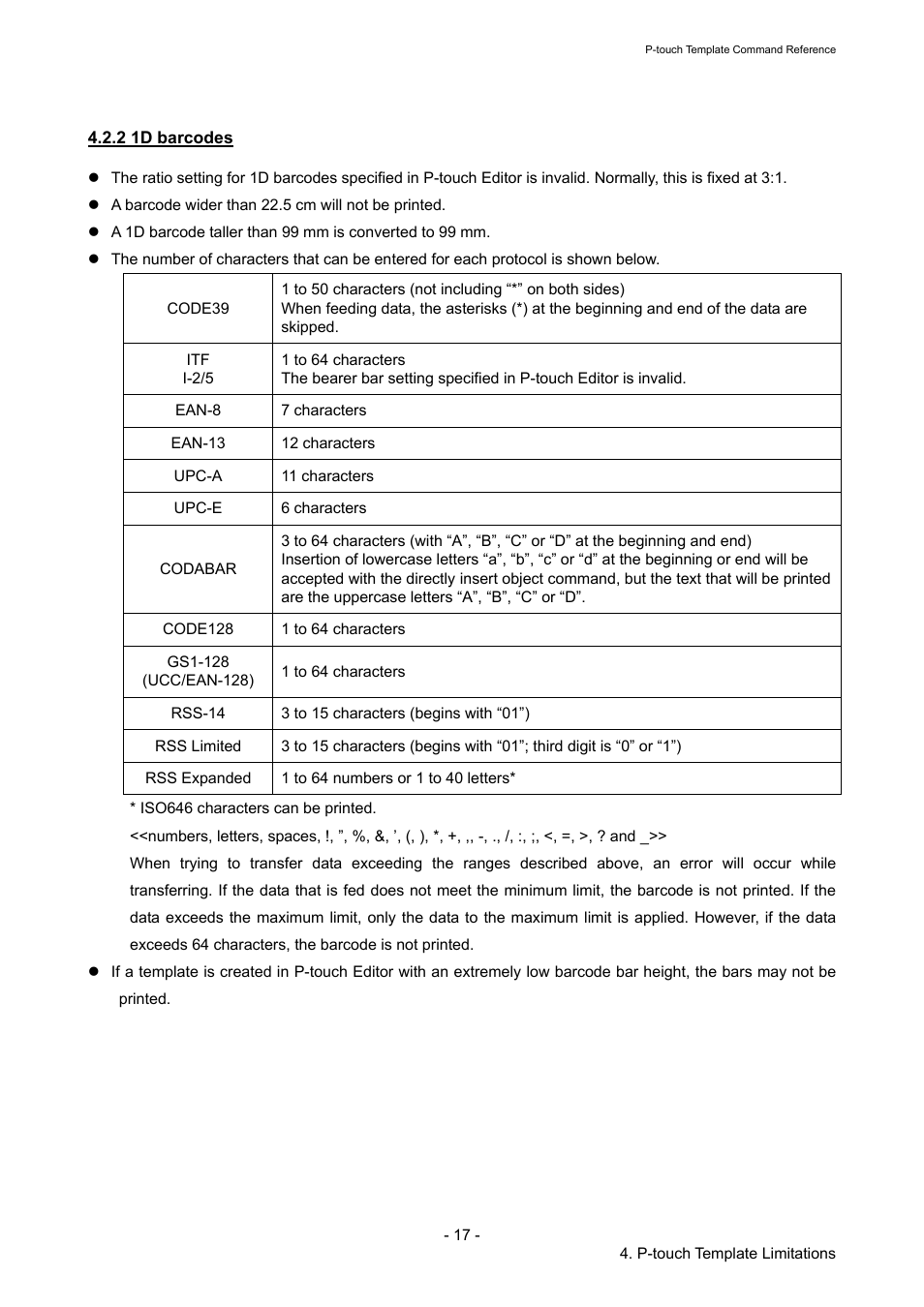 2 1d barcodes | Brother QL-720NW User Manual | Page 22 / 96