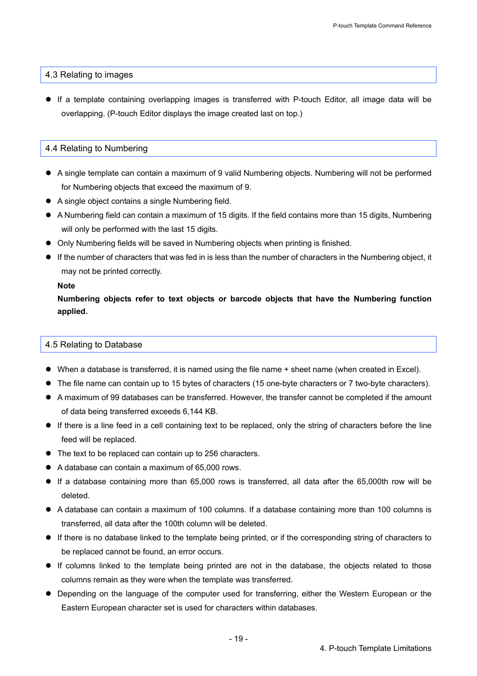 3 relating to images, 4 relating to numbering, 5 relating to database | Brother QL-720NW User Manual | Page 24 / 96