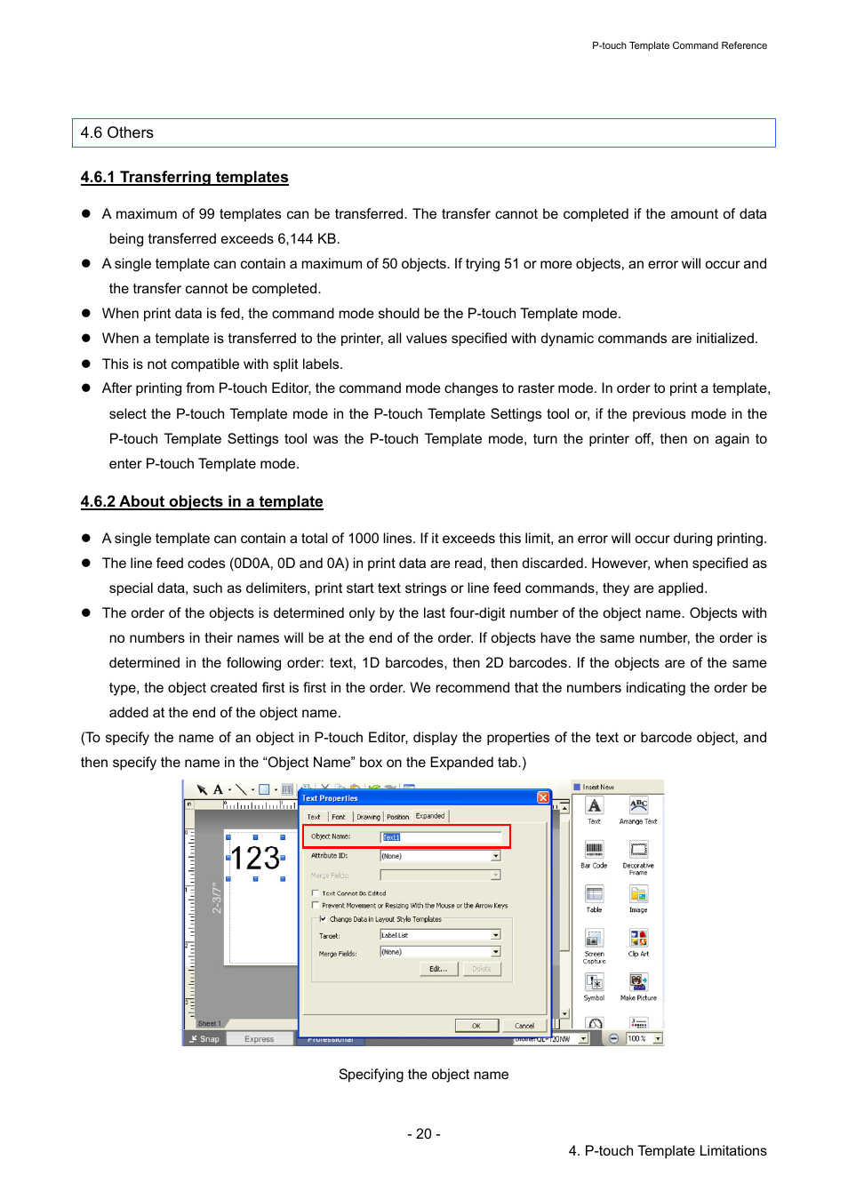 6 others, 1 transferring templates, 2 about objects in a template | Brother QL-720NW User Manual | Page 25 / 96