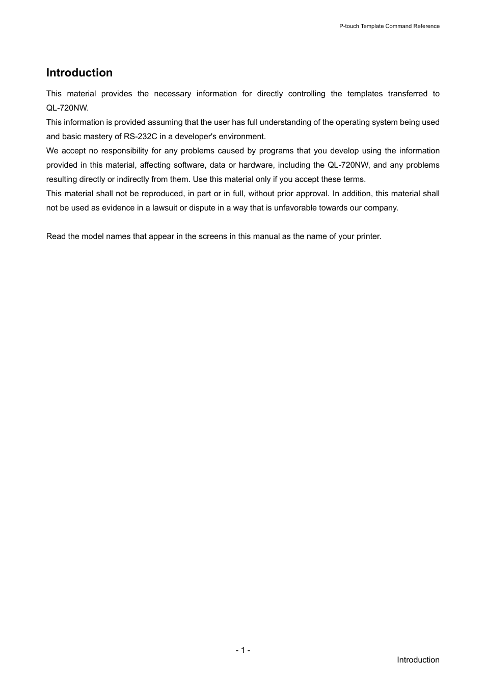Introduction | Brother QL-720NW User Manual | Page 6 / 96