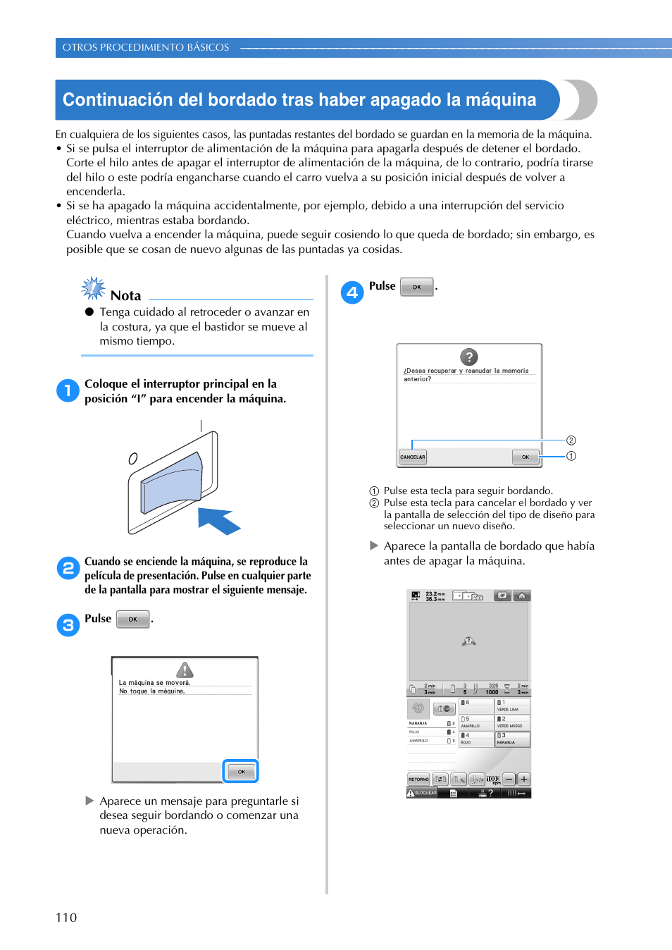 Nota | Brother PR655 User Manual | Page 112 / 280