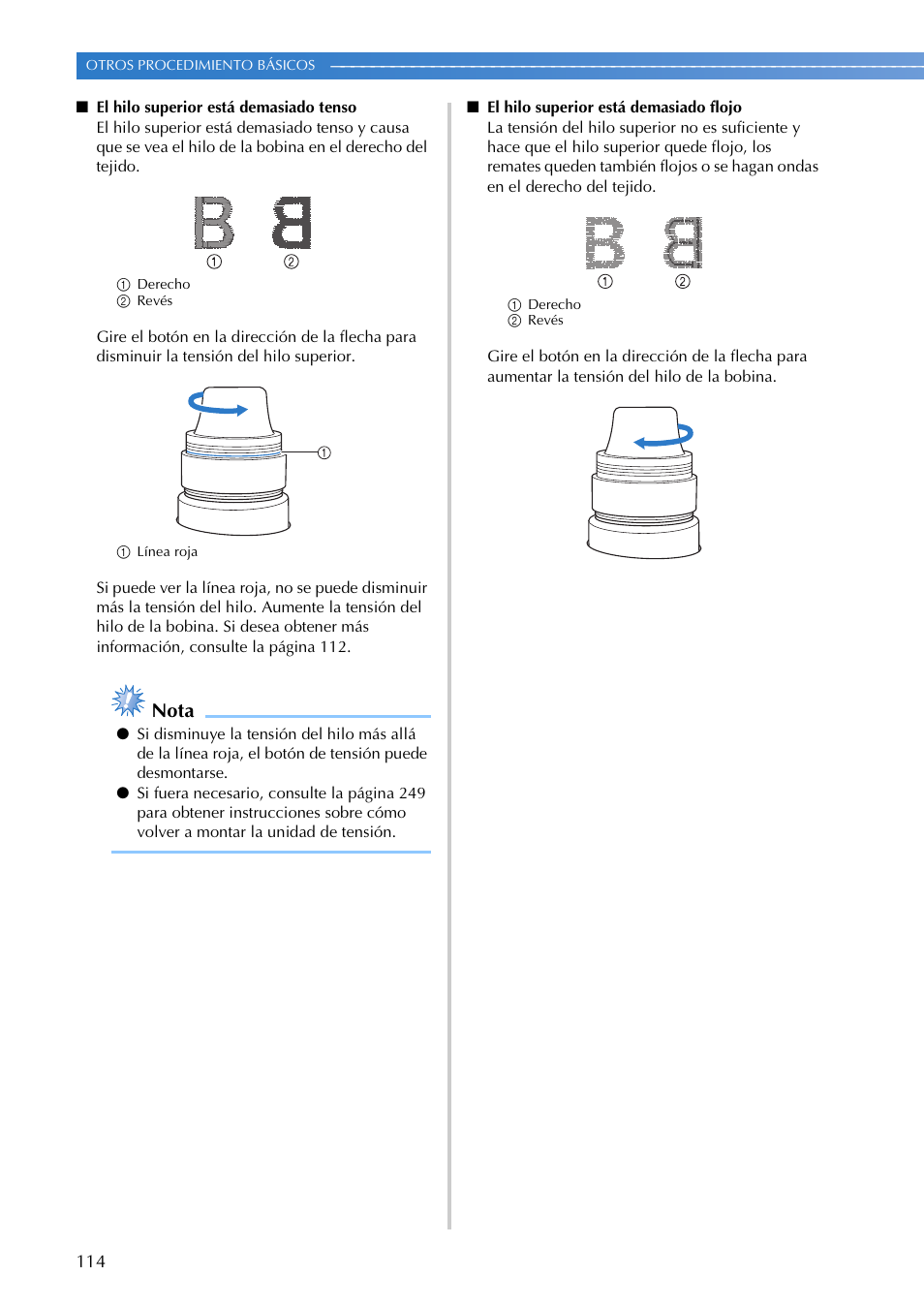 Nota | Brother PR655 User Manual | Page 116 / 280