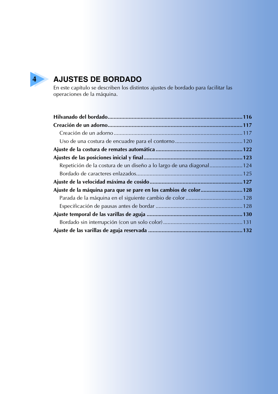 4ajustes de bordado | Brother PR655 User Manual | Page 117 / 280