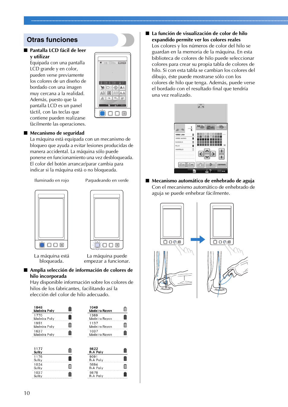 Otras funciones | Brother PR655 User Manual | Page 12 / 280