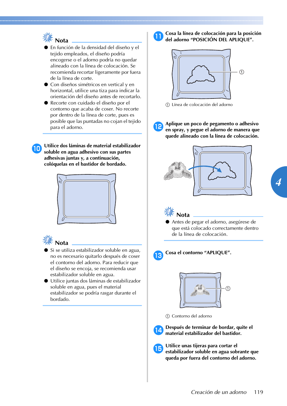 Nota | Brother PR655 User Manual | Page 121 / 280