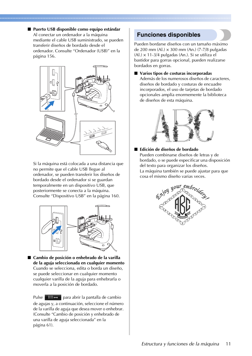 Funciones disponibles | Brother PR655 User Manual | Page 13 / 280