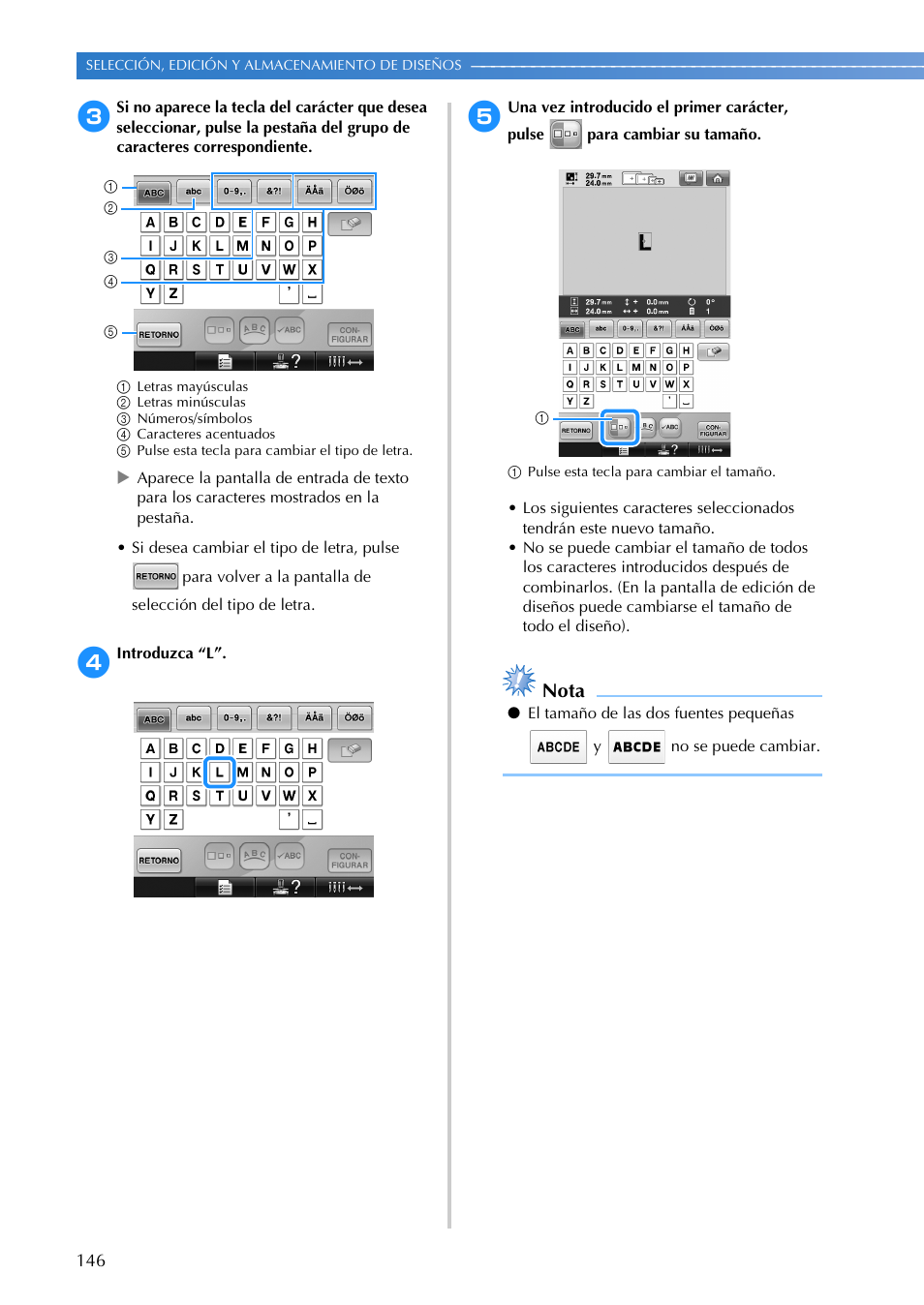 Nota | Brother PR655 User Manual | Page 148 / 280