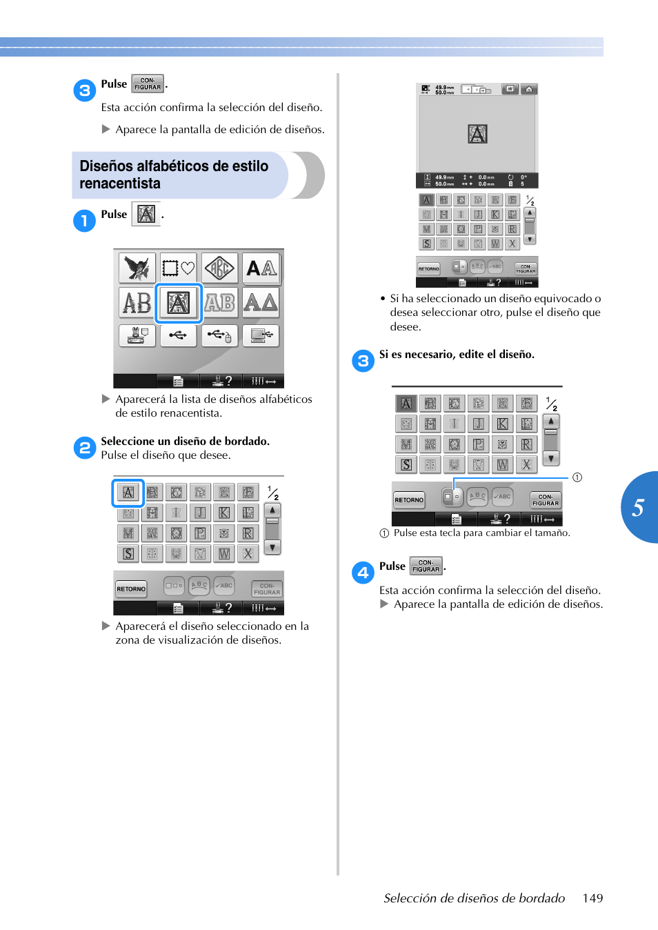 Diseños alfabéticos de estilo renacentista | Brother PR655 User Manual | Page 151 / 280