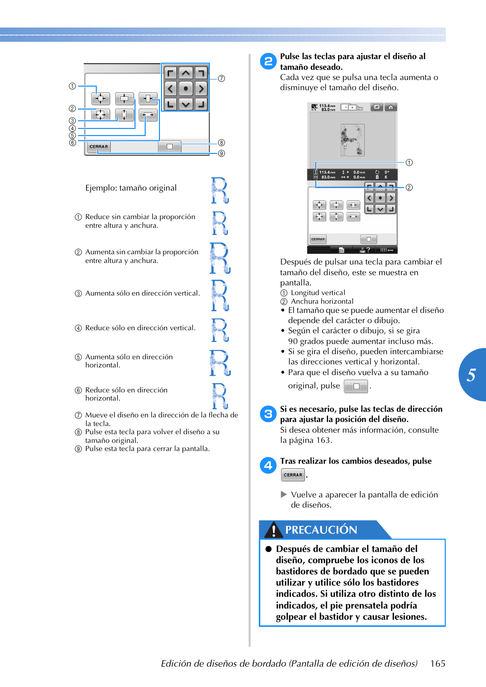 Precaución | Brother PR655 User Manual | Page 167 / 280