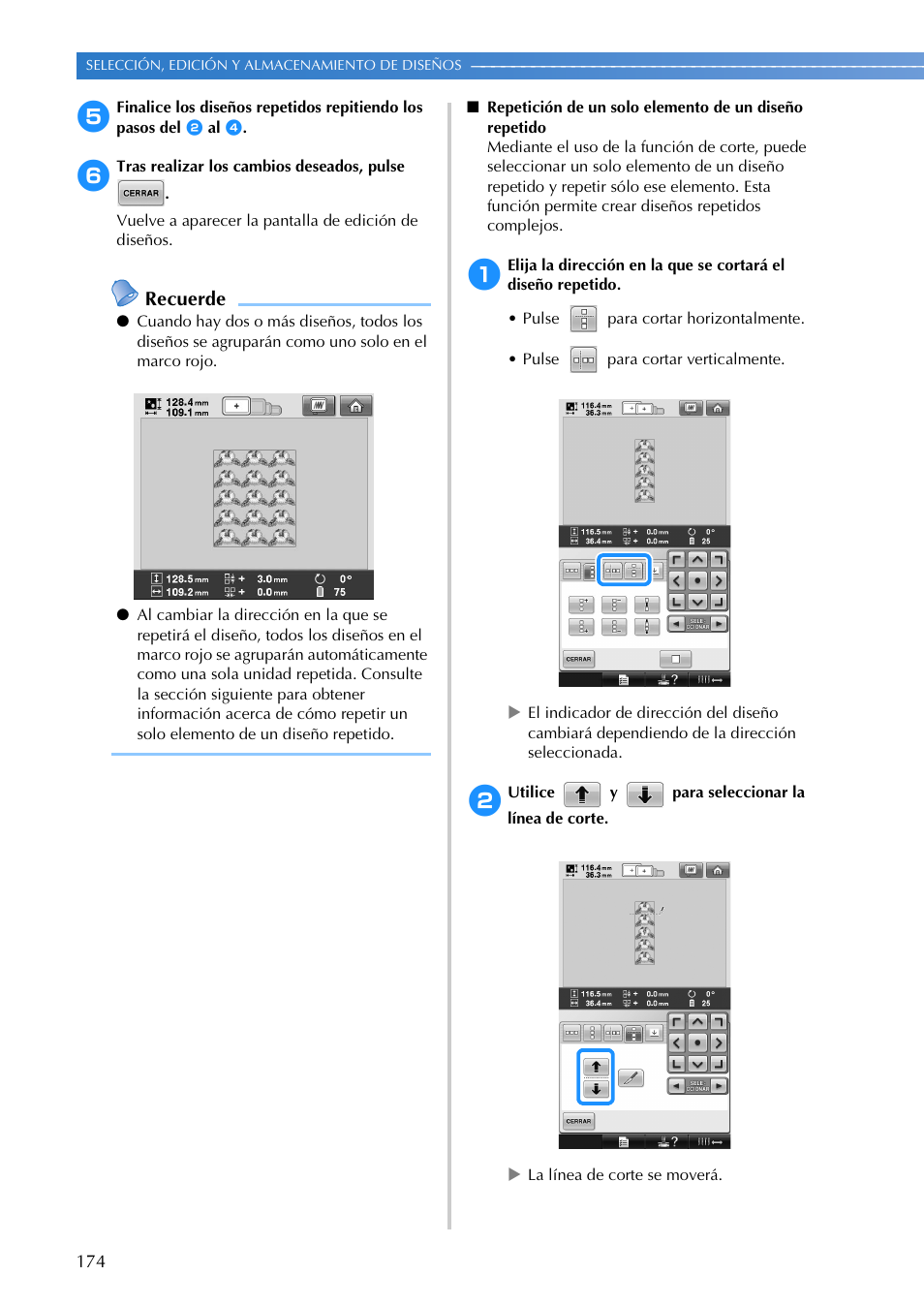 Recuerde | Brother PR655 User Manual | Page 176 / 280