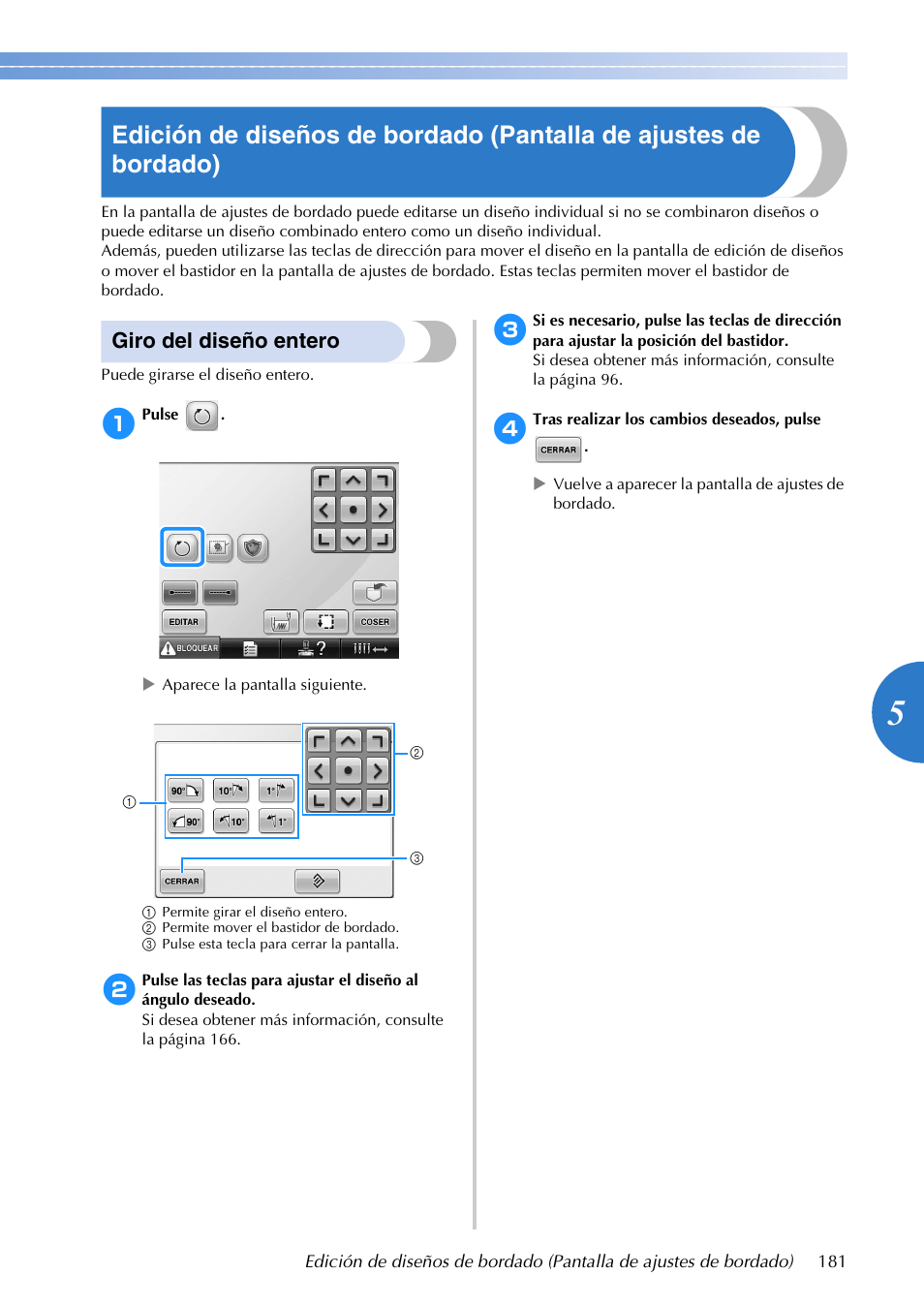Giro del diseño entero | Brother PR655 User Manual | Page 183 / 280