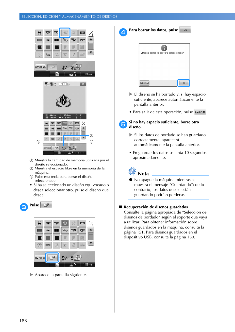 Nota | Brother PR655 User Manual | Page 190 / 280