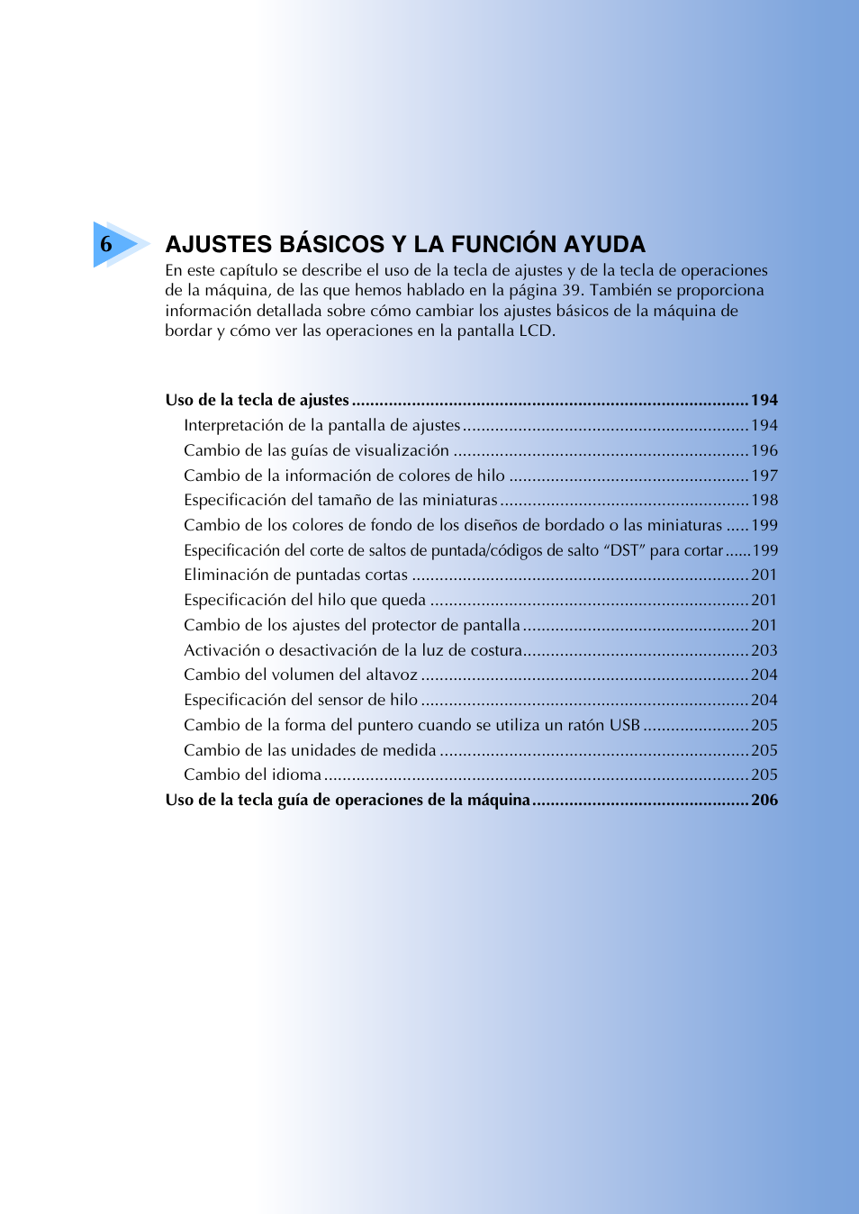 6ajustes básicos y la función ayuda | Brother PR655 User Manual | Page 195 / 280
