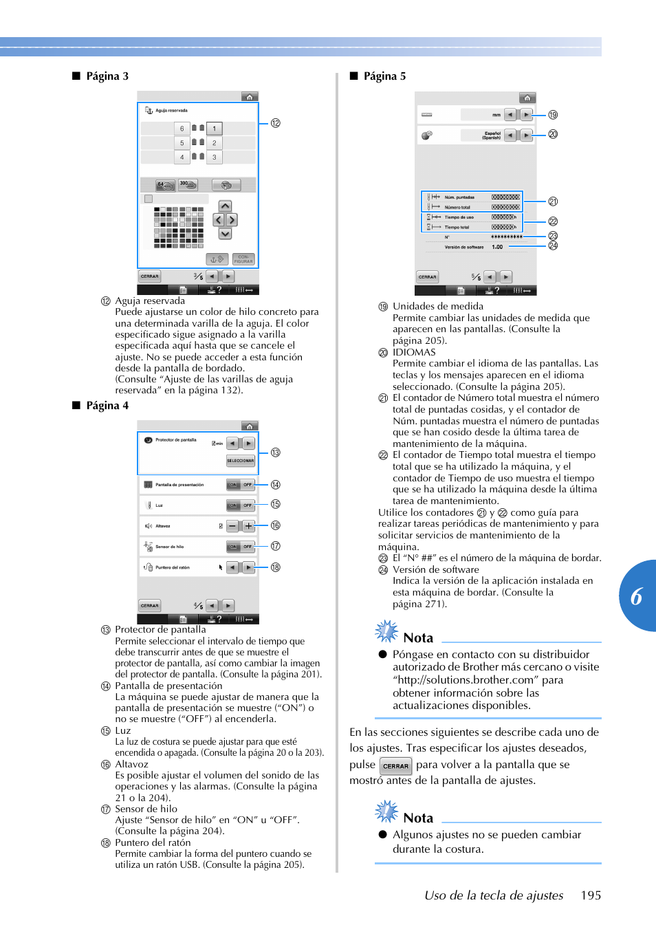 Nota | Brother PR655 User Manual | Page 197 / 280