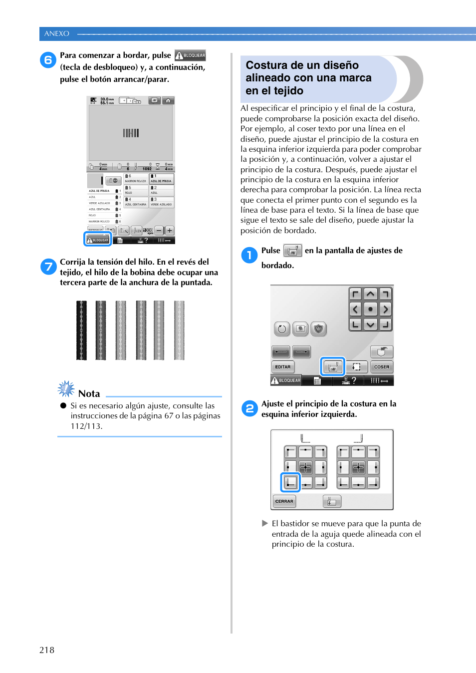 Nota | Brother PR655 User Manual | Page 220 / 280