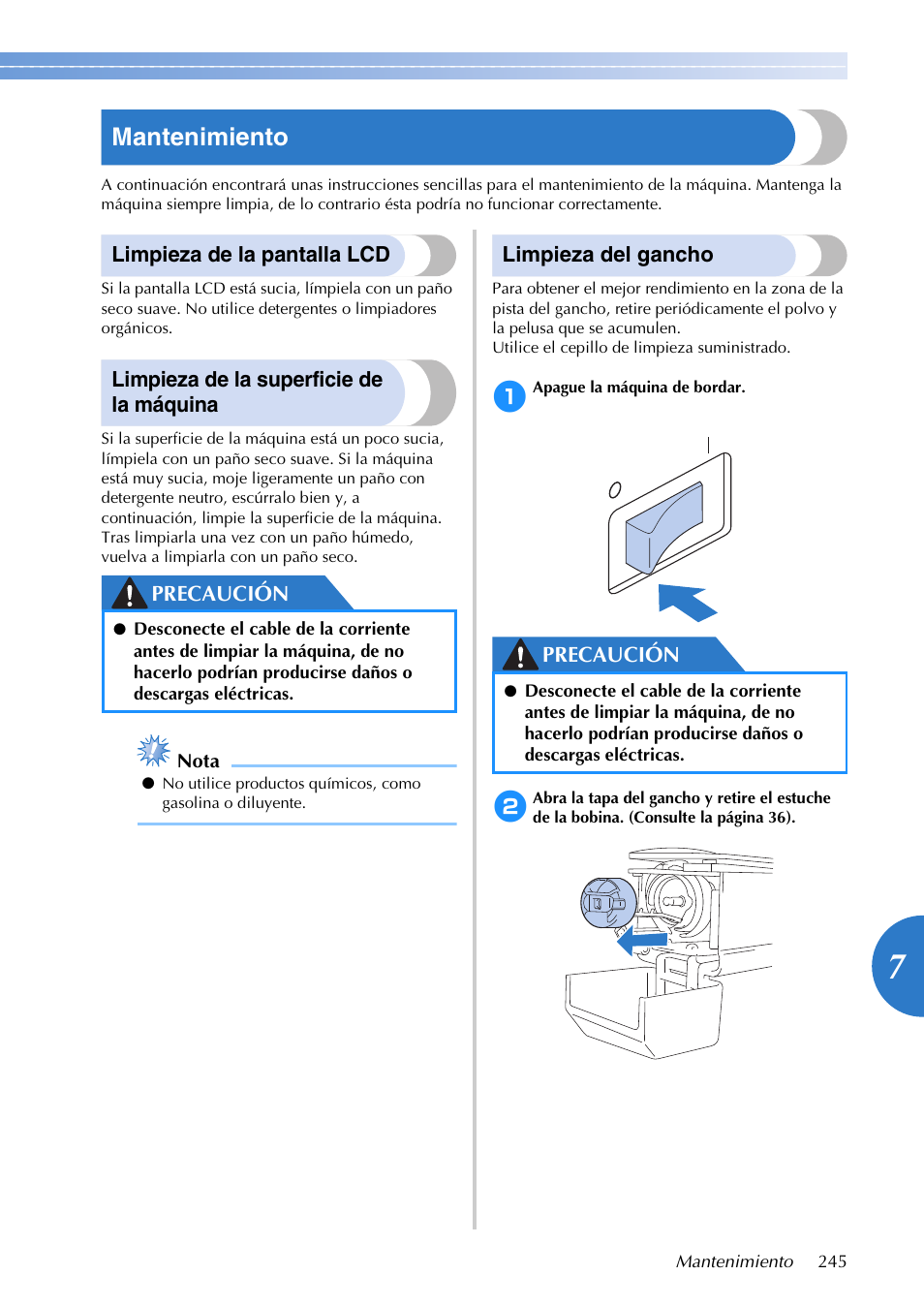 Mantenimiento | Brother PR655 User Manual | Page 247 / 280