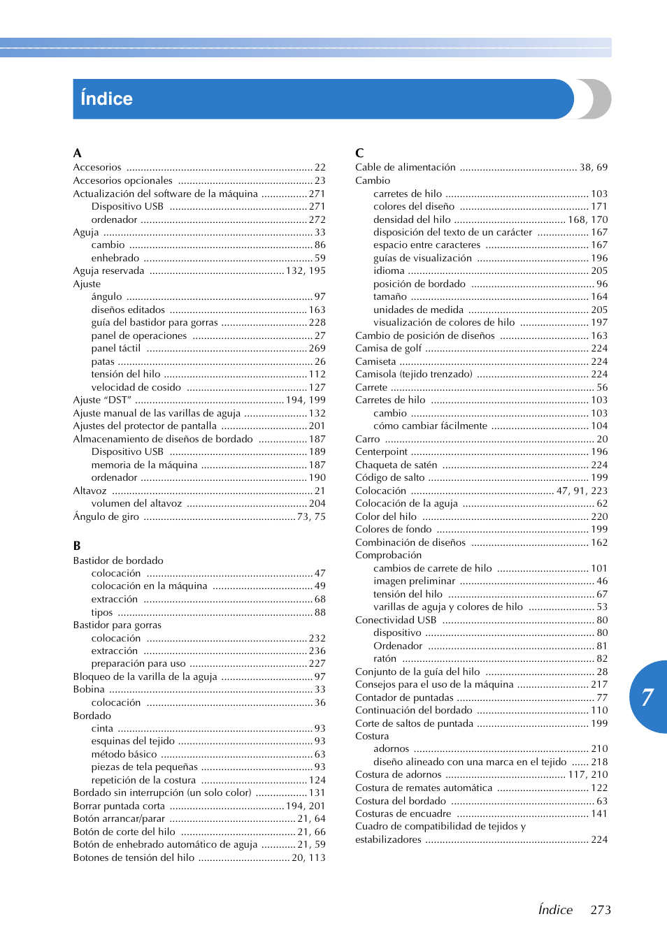 Índice | Brother PR655 User Manual | Page 275 / 280