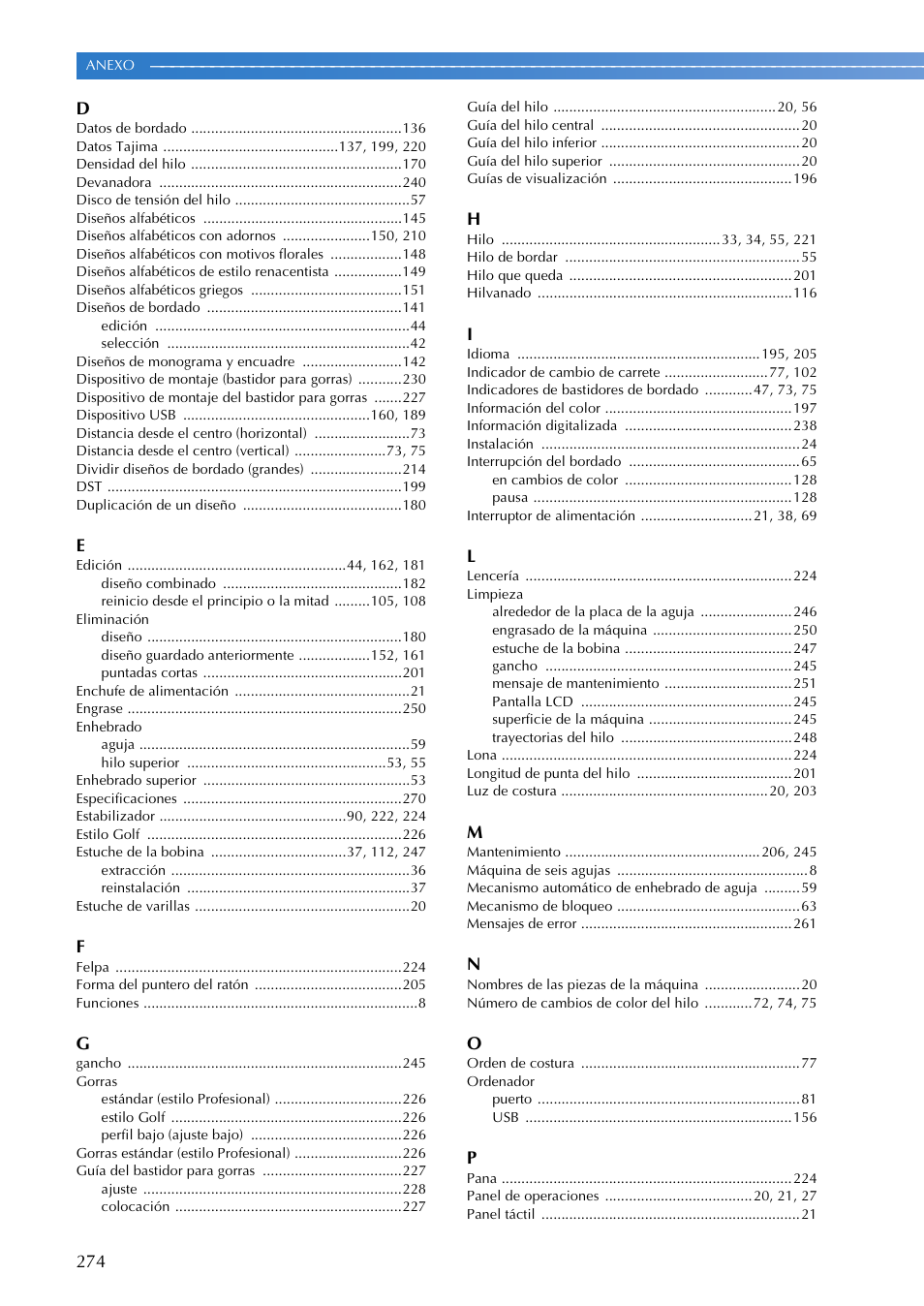 Brother PR655 User Manual | Page 276 / 280