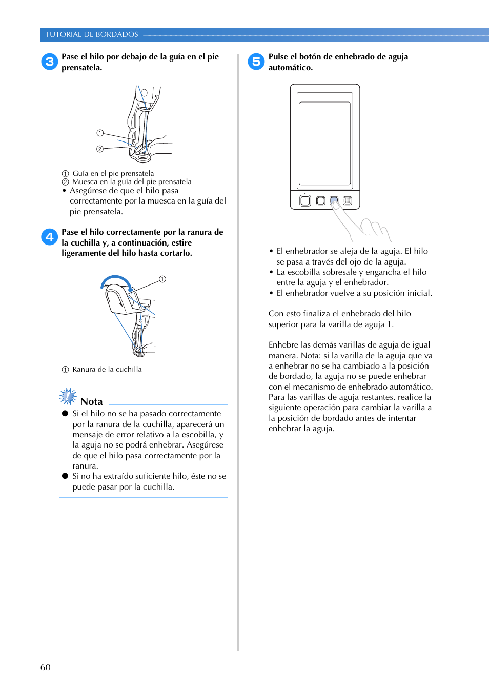 Nota | Brother PR655 User Manual | Page 62 / 280