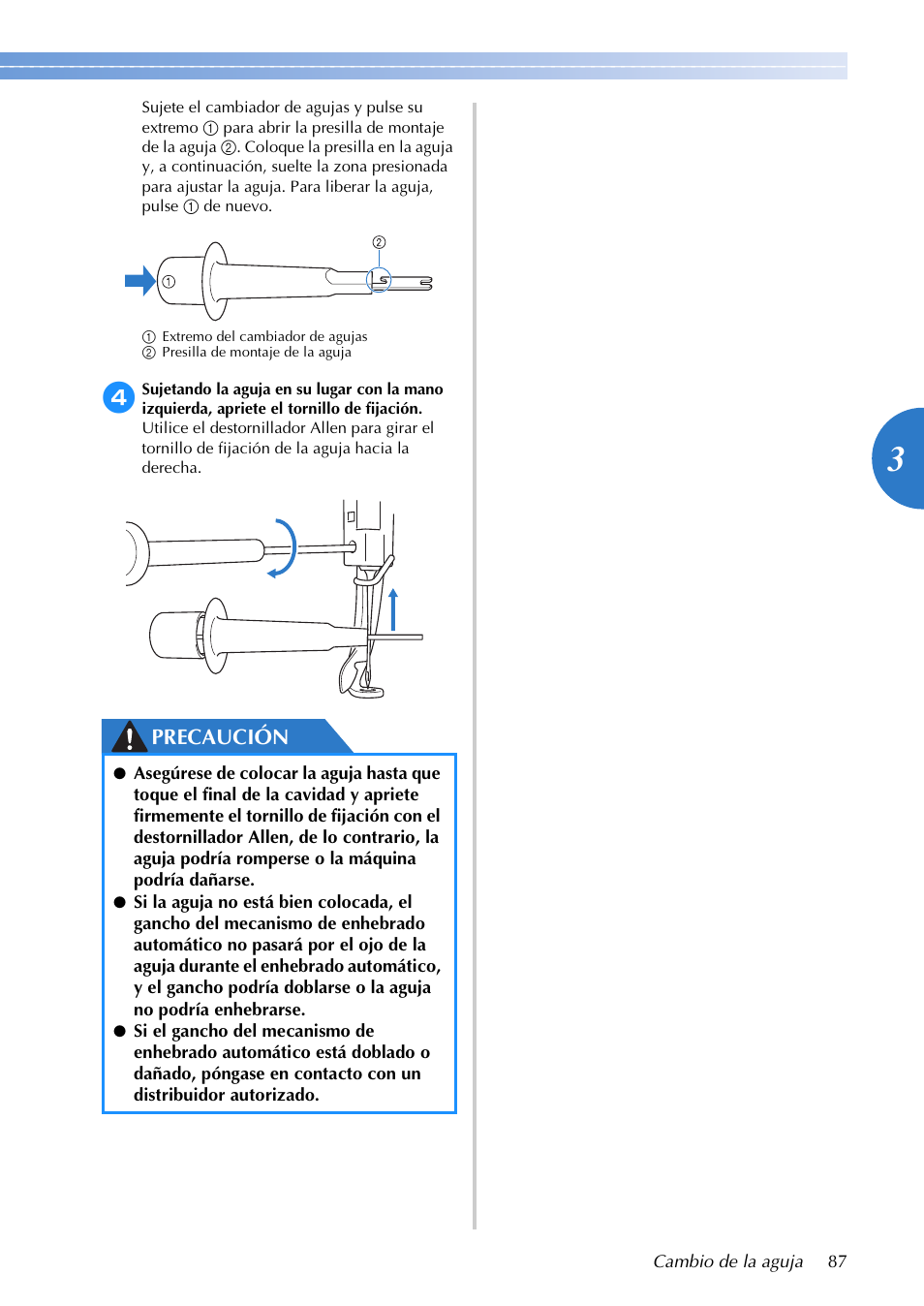 Precaución | Brother PR655 User Manual | Page 89 / 280