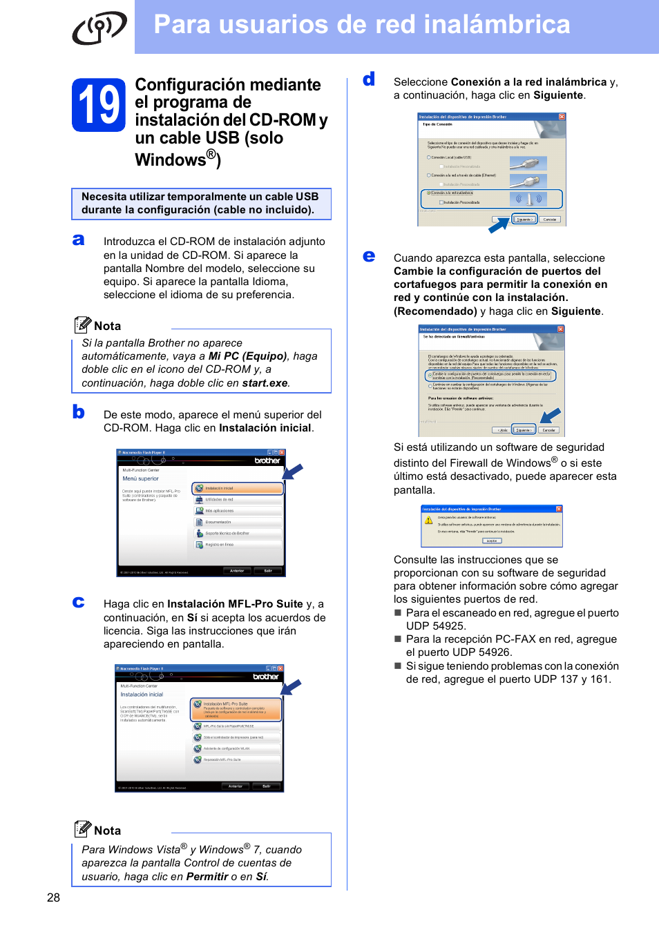 Para usuarios de red inalámbrica | Brother MFC J5910DW User Manual | Page 28 / 42