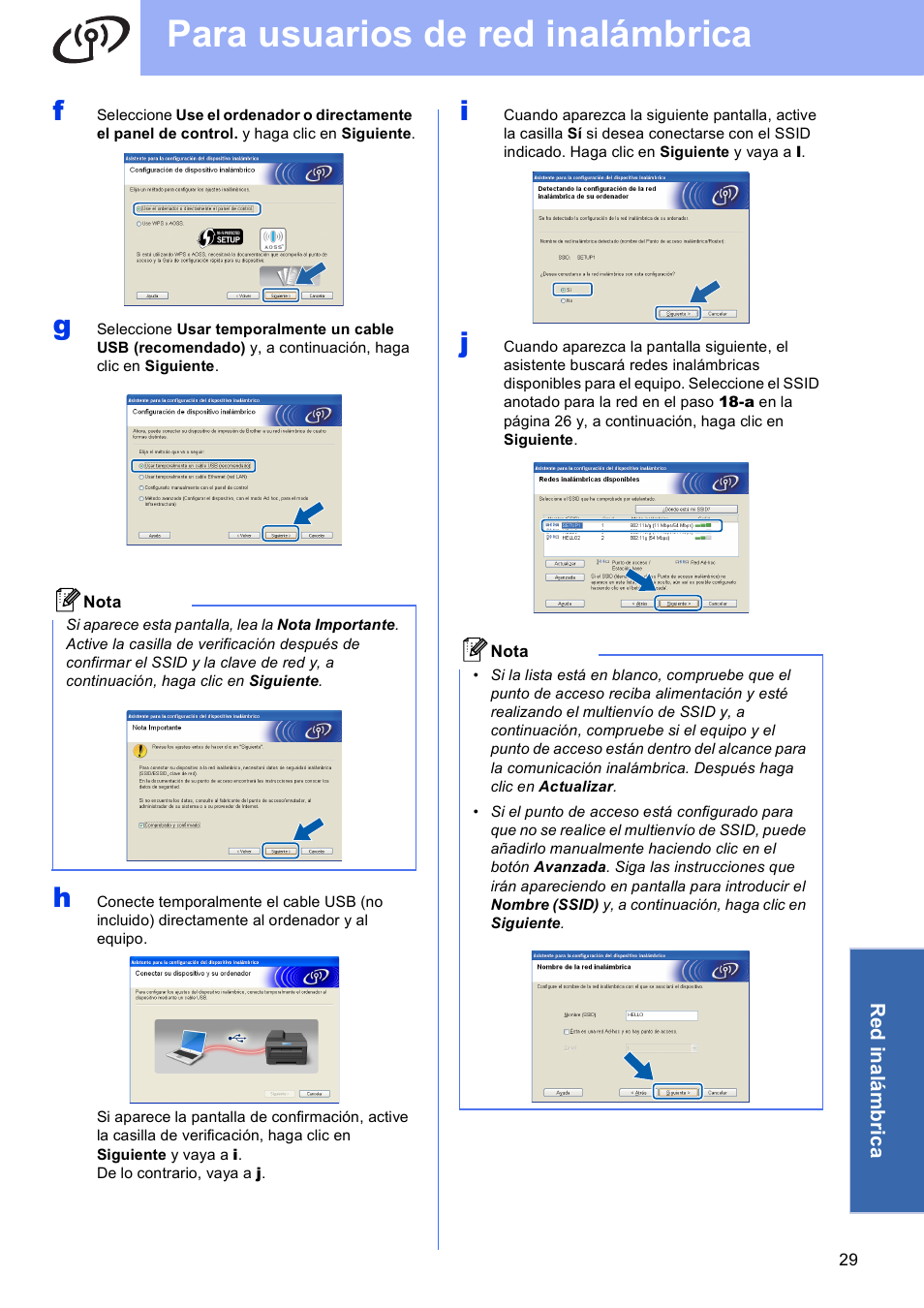 Para usuarios de red inalámbrica | Brother MFC J5910DW User Manual | Page 29 / 42