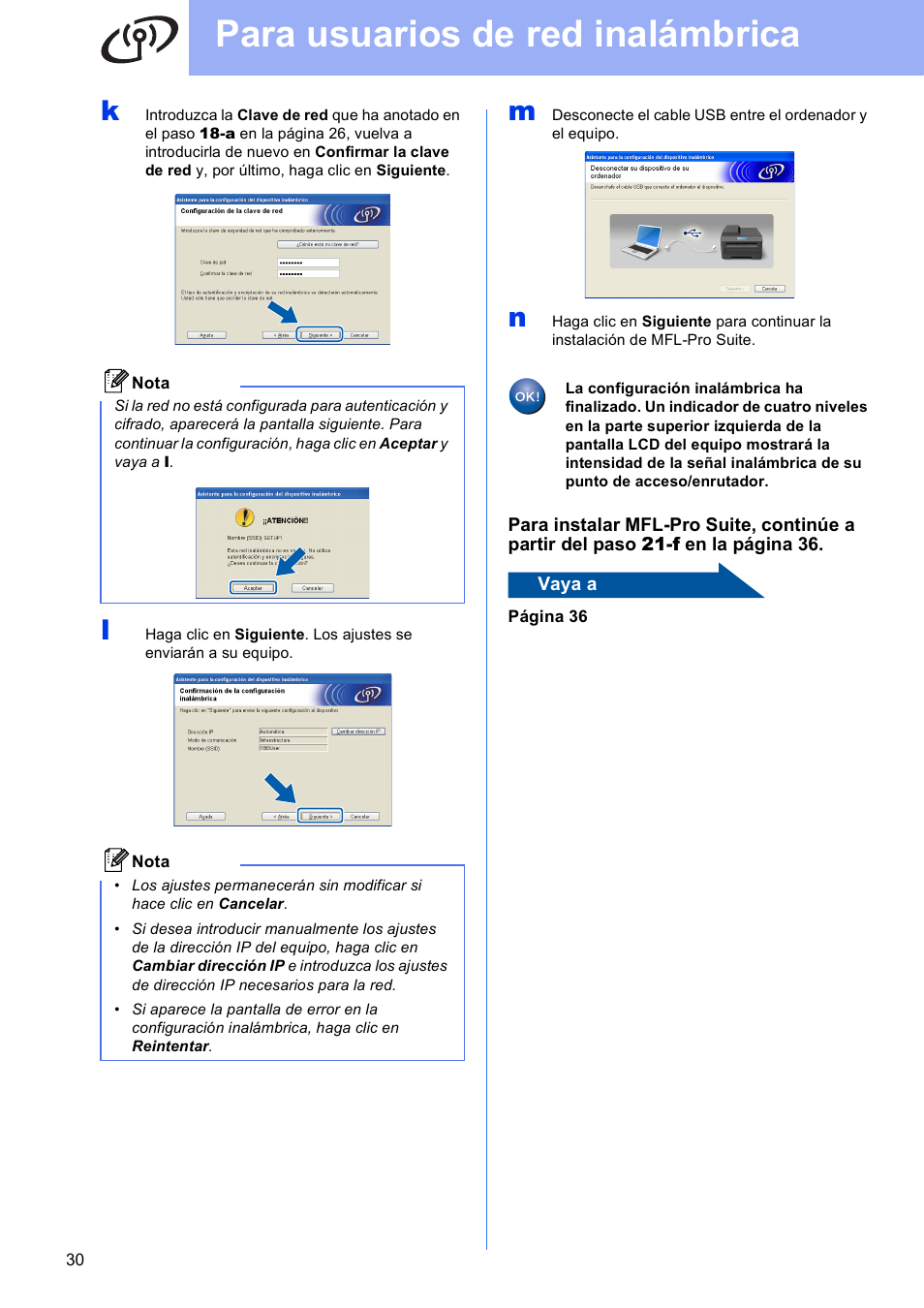 Para usuarios de red inalámbrica | Brother MFC J5910DW User Manual | Page 30 / 42