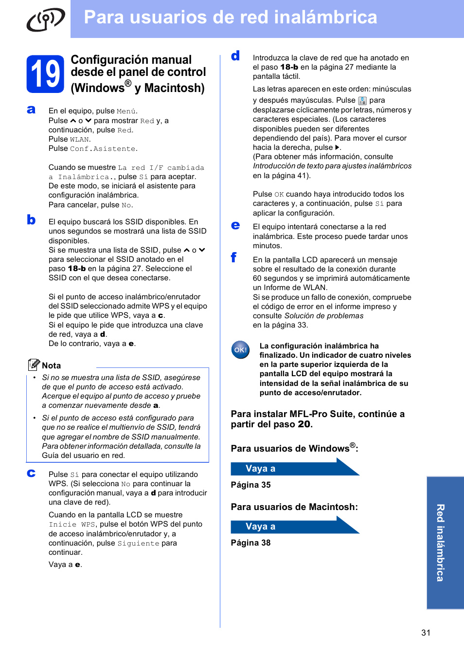 Para usuarios de red inalámbrica, Y macintosh) | Brother MFC J5910DW User Manual | Page 31 / 42